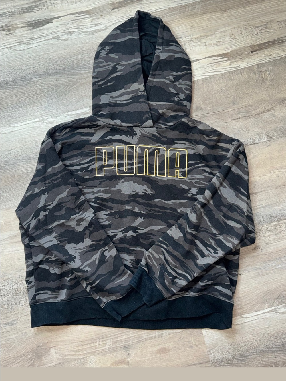 Puma Black & Gray Camo Hoodie with Gold Logo